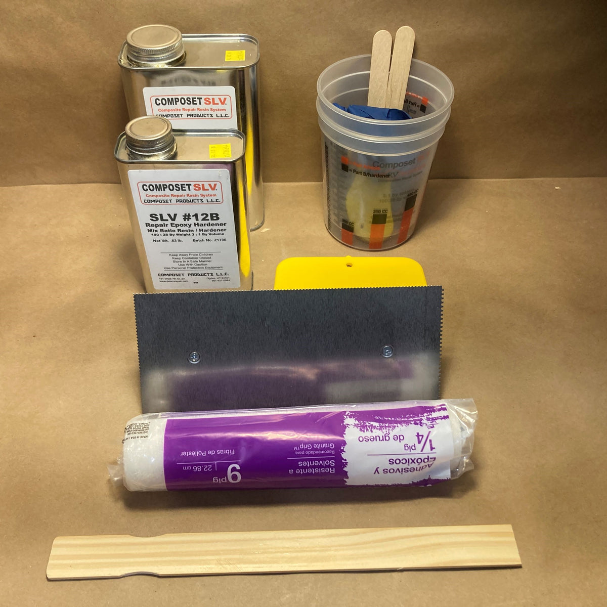 Adhesive Glue bonds Filon fiberglass RV siding to plywood & Styrofoam