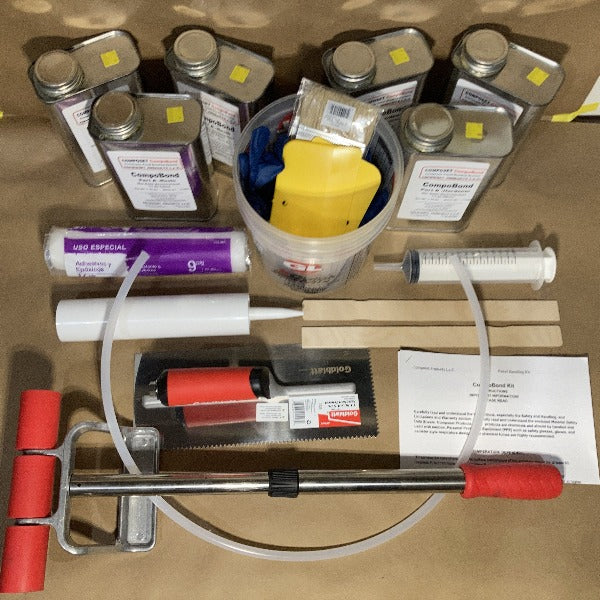 Adhesive Glue bonds Filon fiberglass RV siding to plywood & Styrofoam